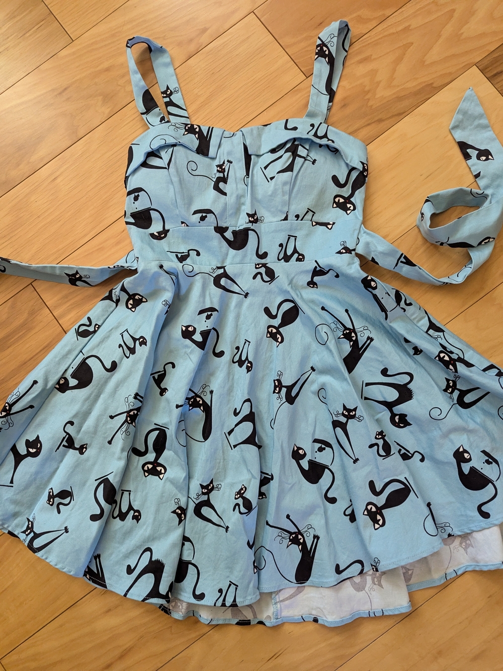 Light Blue Cat Print Dress